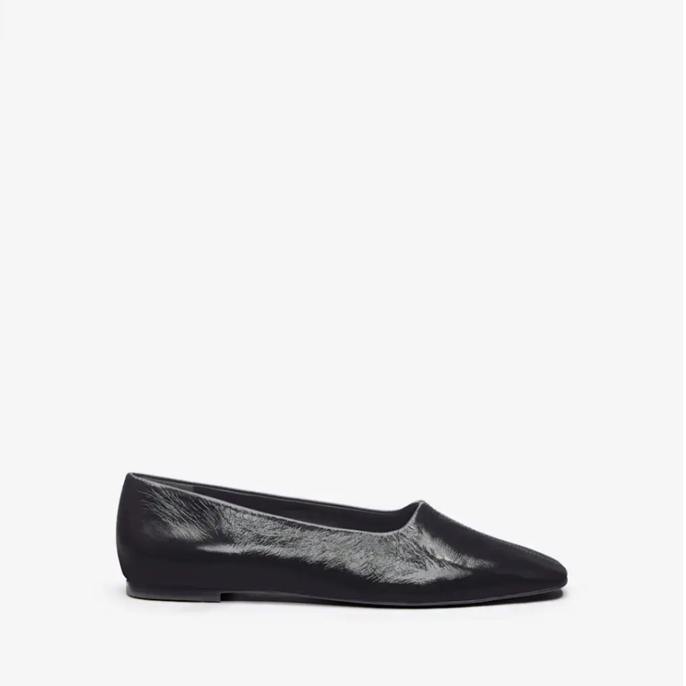 Reformation Inez Black Patent Leather Square Toe Ballet Flat - Picture 6 of 7